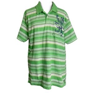 JIMMY Z Green Multi Stripe Graphic Printed Polo L